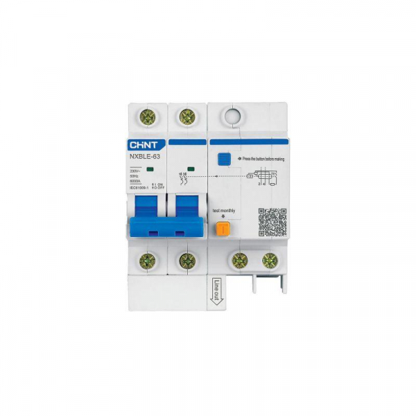 Выключатель автоматический дифференциального тока 2п C 16А 30мА тип AC 6кА NXBLE-63 (R) CHINT 819977 ТехноИмпульс