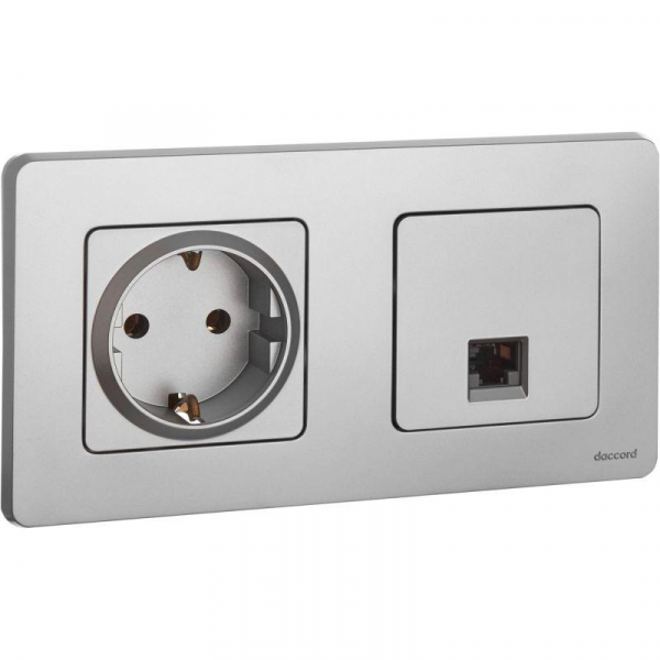 Розетка компьютерная Inspiria RJ45 кат.5E UTP алюм. IEK 673827 ТехноИмпульс