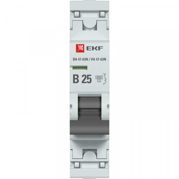 Выключатель автоматический модульный 1п B 25А 6кА ВА 47-63N PROxima EKF M636125B ТехноИмпульс