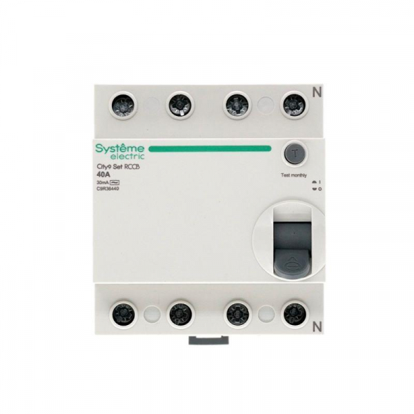 Выключатель дифференциального тока (УЗО) 4п 40А 30мА тип AC City9 Set 400В SE C9R36440 ТехноИмпульс