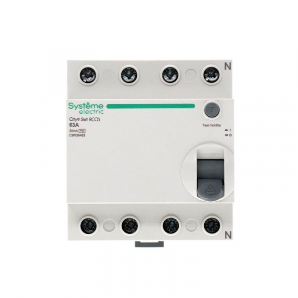 Выключатель дифференциального тока (УЗО) 4п 63А 30мА тип AC City9 Set 400В SE C9R36463 ТехноИмпульс