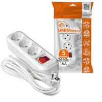Удлинитель 3х5м с заземл. IP20 S-303А ПВС 3х1.5 с выкл.Universal 1727 ТехноИмпульс