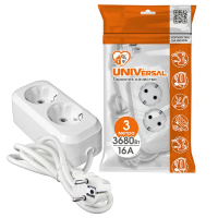 Удлинитель 2х3м с заземл. IP20 Е-302А ПВС 3х1.5 Universal 1718 ТехноИмпульс