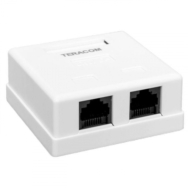 Розетка настенная TERACOM кат.5E неэкранированная 2 порта RJ-45 Dual IDC бел. EKF TRC-WBOX-2RJ45-5EUTP-WH ТехноИмпульс