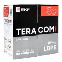 Кабель витая пара U/UTP кат.5E 4 пары 24 AWG solid внешн. LDPE черн. TERACOM PRO EKF TRP-5EUTP-04PE-BK-OUT3 ТехноИмпульс