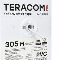 Кабель витая пара U/UTP кат.5E 4 пары 24 AWG solid PVC сер. TERACOM PRO PRO EKF TRP-5EUTP-04PVC-GY-IN3 ТехноИмпульс