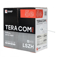 Кабель витая пара U/UTP кат.5E 4 пары 24 AWG solid LSZH нг(А)-HF сер. TERACOM PRO EKF TRP-5EUTP-04LSH-GY-IN3 ТехноИмпульс