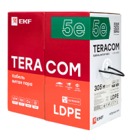 Кабель витая пара U/UTP кат.5E 4 пары solid внешн. LDPE черн. TERACOM EKF TRC-5EUTP-04PE-BK-OUT3 ТехноИмпульс