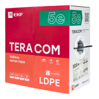 Кабель витая пара F/UTP кат.5E 4 пары solid внешн. LDPE черн. TERACOM EKF TRC-5EFTP-04PE-BK-OUT3 ТехноИмпульс