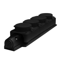 Колодка удлинителя 4-м Компакт 1ф с загл IP44 16А каучук черн. UNIVersal 602231 ТехноИмпульс