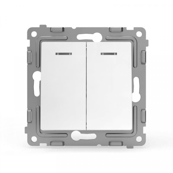 Выключатель 2-кл. СП Pixel 10А IP20 с индикатором механизм бел. TOKOV ELECTRIC TKE-PX-V2I-C01 ТехноИмпульс