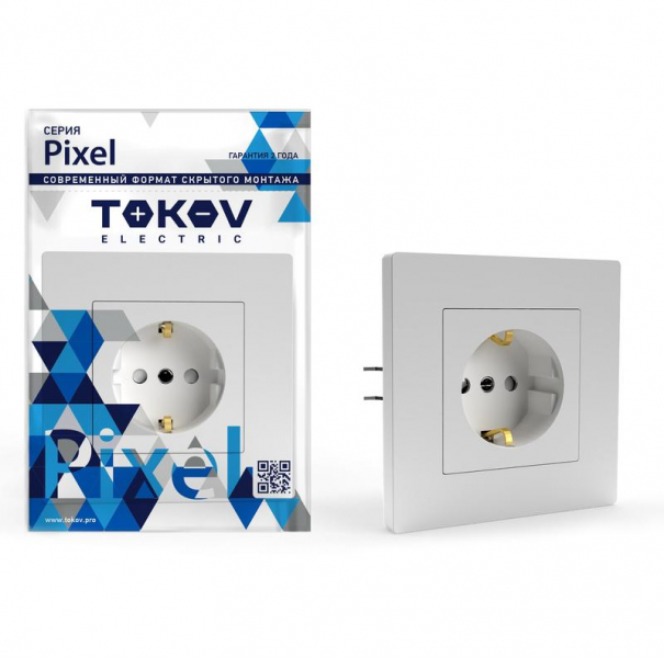 Розетка 1-м СП Pixel 16А IP20 с заземл. защ. шторки в сборе бел. TOKOV ELECTRIC TKE-PX-R1FZSF-C01 ТехноИмпульс