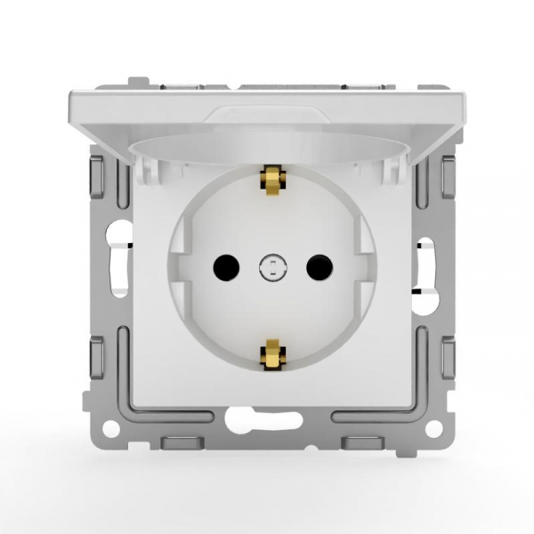 Розетка 1-м СП Pixel 16А IP20 с заземл. защ. шторки с крышкой механизм бел. TOKOV ELECTRIC TKE-PX-R1ZSW1-C01 ТехноИмпульс