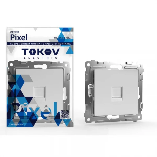 Розетка компьютерная 1-м СП Pixel RJ45 кат.5E механизм бел. TOKOV ELECTRIC TKE-PX-RC1-C01 ТехноИмпульс