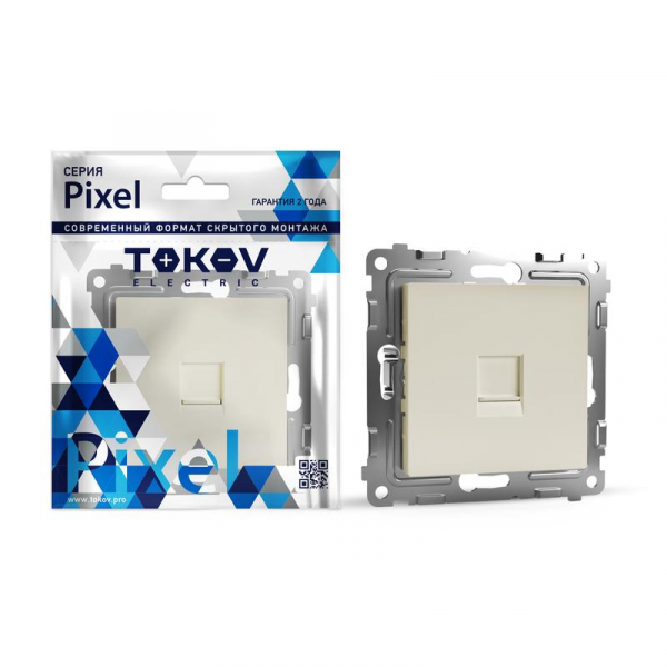 Розетка компьютерная 1-м СП Pixel RJ45 кат.5E механизм беж. TOKOV ELECTRIC TKE-PX-RC1-C02 ТехноИмпульс