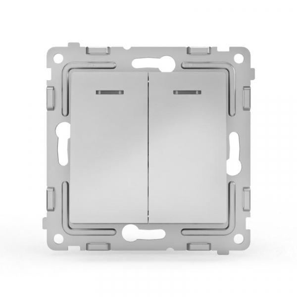 Выключатель 2-кл. СП Pixel 10А IP20 с индикатором механизм алюм. TOKOV ELECTRIC TKE-PX-V2I-C03 ТехноИмпульс