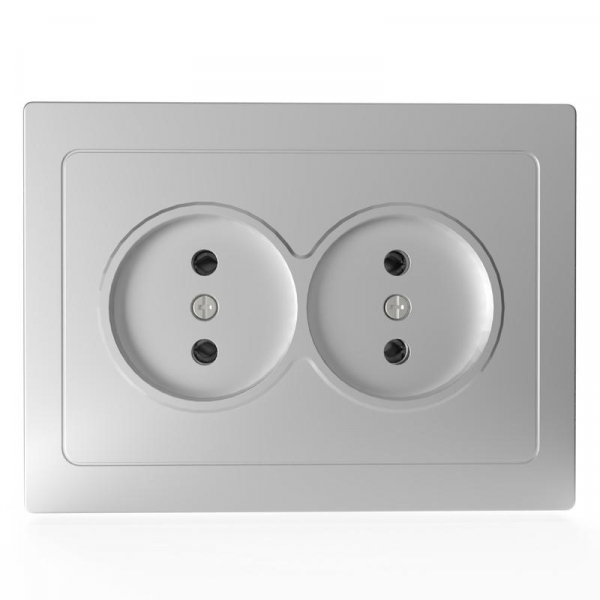 Розетка 2-м СП Pixel 16А IP20 без заземл. в сборе алюм. TOKOV ELECTRIC TKE-PX-R2F-C03 ТехноИмпульс