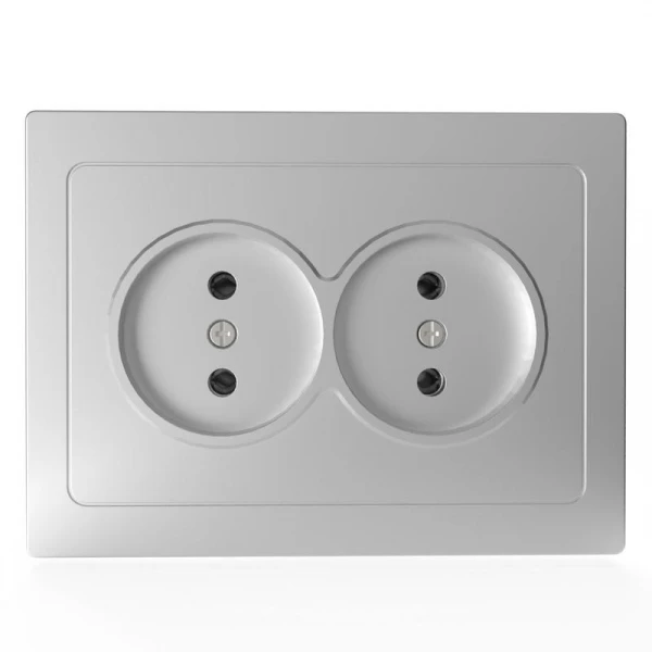 Розетка 2-м СП Pixel 16А IP20 без заземл. в сборе алюм. TOKOV ELECTRIC TKE-PX-R2F-C03 ТехноИмпульс