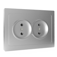 Розетка 2-м СП Pixel 16А IP20 без заземл. в сборе алюм. TOKOV ELECTRIC TKE-PX-R2F-C03 ТехноИмпульс
