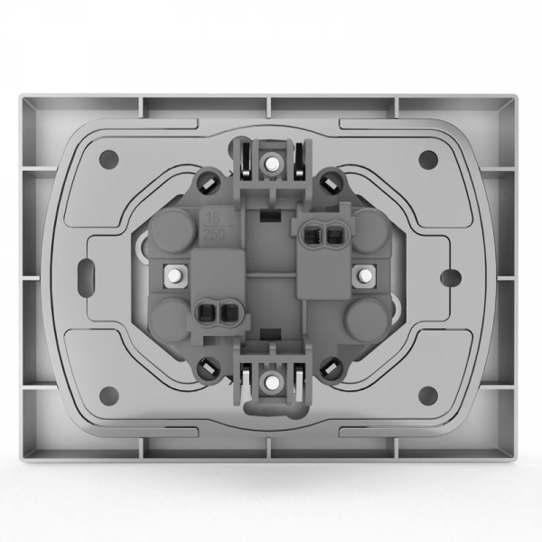 Розетка 2-м СП Pixel 16А IP20 без заземл. в сборе алюм. TOKOV ELECTRIC TKE-PX-R2F-C03 ТехноИмпульс