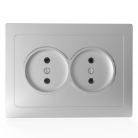 Розетка 2-м СП Pixel 16А IP20 без заземл. в сборе алюм. TOKOV ELECTRIC TKE-PX-R2F-C03 ТехноИмпульс