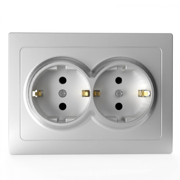 Розетка 2-м СП Pixel 16А IP20 с заземл. защ. шторки в сборе алюм. TOKOV ELECTRIC TKE-PX-R2FZSF-C03 ТехноИмпульс