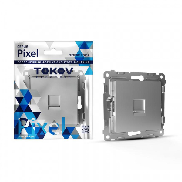 Розетка компьютерная 1-м СП Pixel RJ45 кат.5E механизм алюм. TOKOV ELECTRIC TKE-PX-RC1-C03 ТехноИмпульс