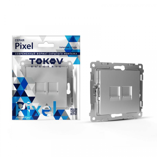 Розетка компьютерная 2-м СП Pixel RJ45 кат.5E механизм алюм. TOKOV ELECTRIC TKE-PX-RC2-C03 ТехноИмпульс