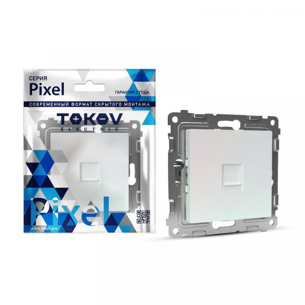 Розетка компьютерная 1-м СП Pixel RJ45 кат.5E механизм перламутр. TOKOV ELECTRIC TKE-PX-RC1-C04 ТехноИмпульс