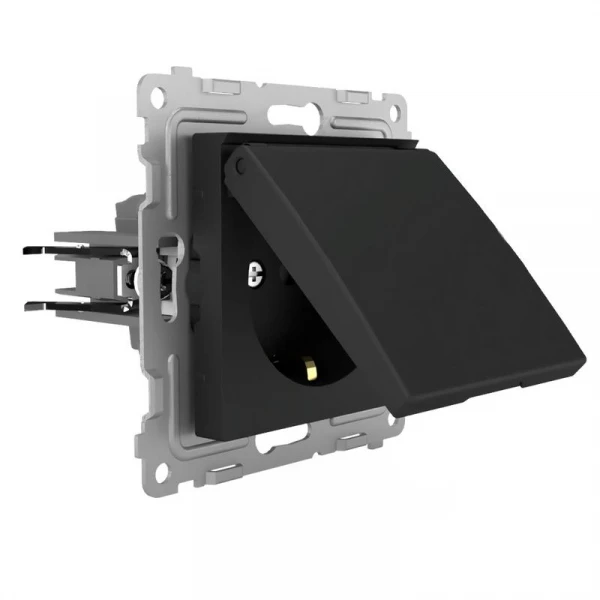 Розетка 1-м СП Pixel 16А IP20 с заземл. защ. шторки с крышкой механизм карбон TOKOV ELECTRIC TKE-PX-R1ZSW1-C14 ТехноИмпульс