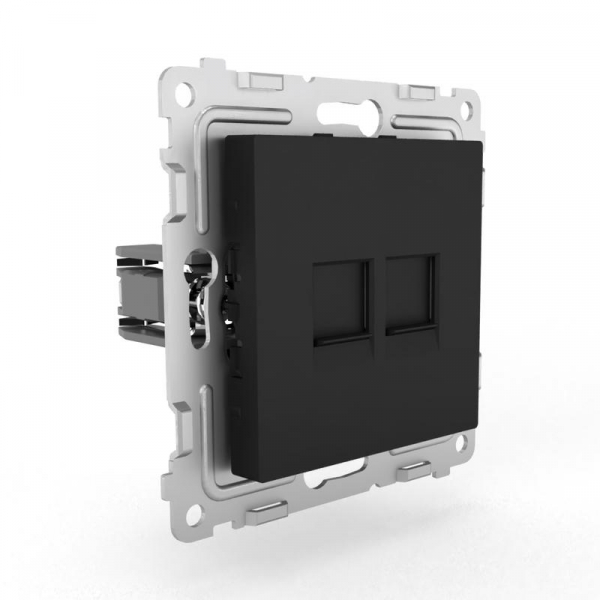 Розетка компьютерная 2-м СП Pixel RJ45 кат.5E механизм карбон TOKOV ELECTRIC TKE-PX-RC2-C14 ТехноИмпульс