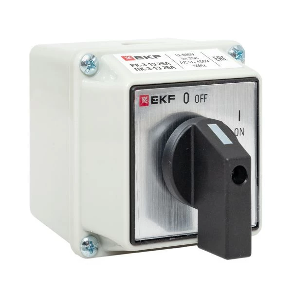 Переключатель кулачковый ПК-3-13 3П 25А "ВКЛ-ВЫКЛ" IP54 EKF pk-3-13-25 ТехноИмпульс