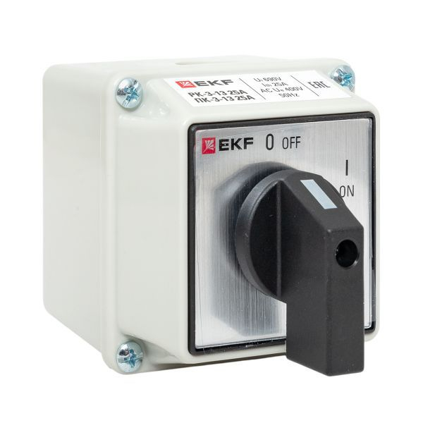 Переключатель кулачковый ПК-3-13 3П 25А "ВКЛ-ВЫКЛ" IP54 EKF pk-3-13-25 ТехноИмпульс