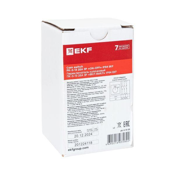 Переключатель кулачковый ПК-3-13 3П 25А "ВКЛ-ВЫКЛ" IP54 EKF pk-3-13-25 ТехноИмпульс