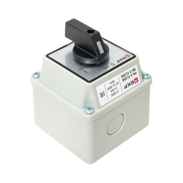 Переключатель кулачковый ПК-3-13 3П 25А "ВКЛ-ВЫКЛ" IP54 EKF pk-3-13-25 ТехноИмпульс