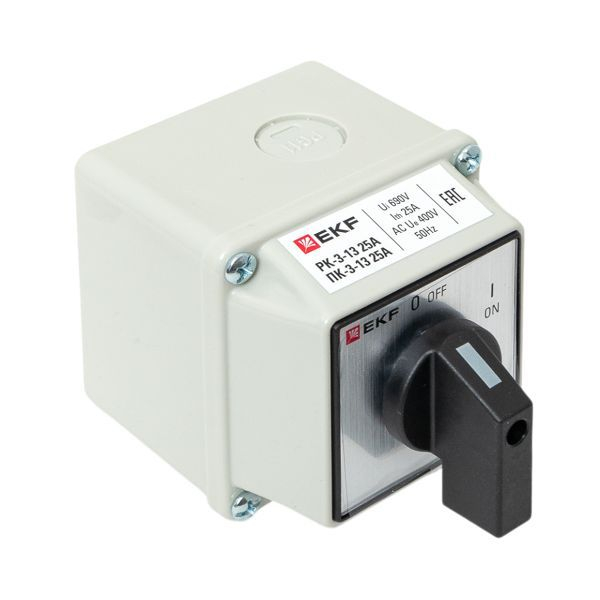 Переключатель кулачковый ПК-3-13 3П 25А "ВКЛ-ВЫКЛ" IP54 EKF pk-3-13-25 ТехноИмпульс