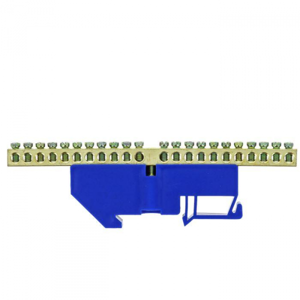 Шина нулевая N 6х9 20 отвер. латунь син. изолятор на DIN-рейку PROxima EKF sn0-63-20-d ТехноИмпульс