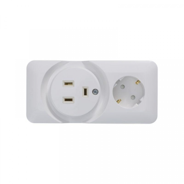 Розетка 2-м ОП Blanca / Прима 250В комбинир. для электроплиты 32А+силовая 16А (опт. упак.) бел. SE RA32-211R-B ТехноИмпульс