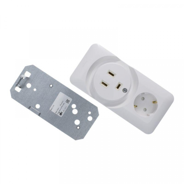 Розетка 2-м ОП Blanca / Прима 250В комбинир. для электроплиты 32А+силовая 16А (опт. упак.) бел. SE RA32-211R-B ТехноИмпульс