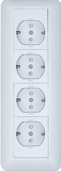 Розетка 4-м ОП Blanca / Прима 16А IP20 250В с заземл. защ. шторки с монтажн. пластиной (розн. упак.) бел. SE RA16-411M-BI ТехноИмпульс