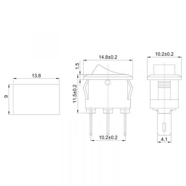 Выключатель клавишный 250В 3А (3с) ON-ON черн. Micro (RWB-102) Rexant 36-2030 ТехноИмпульс