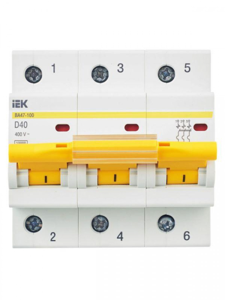 Выключатель автоматический модульный 3п D 40А 10кА ВА47-100 KARAT IEK MVA40-3-040-D ТехноИмпульс