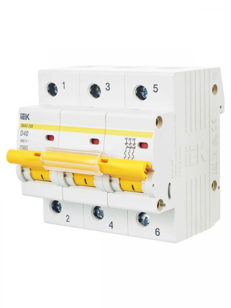 Выключатель автоматический модульный 3п D 40А 10кА ВА47-100 KARAT IEK MVA40-3-040-D ТехноИмпульс