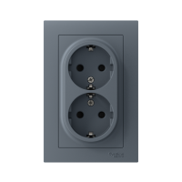 Розетка 2-м СП AtlasDesign 16А IP20 с заземл. защ. шторки в сборе грифель SE ATN000726 ТехноИмпульс