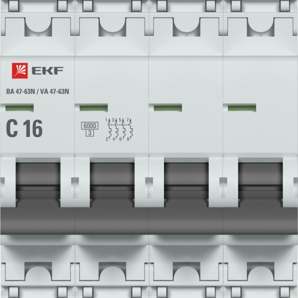 Выключатель автоматический модульный 4п C 16А 6кА ВА 47-63N PROxima EKF M636416C ТехноИмпульс
