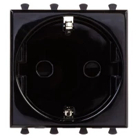 Розетка 1-м 2мод. Avanti "Черный квадрат" 16А IP20 2P+E защ. шторки черн. DKC 4402002 ТехноИмпульс