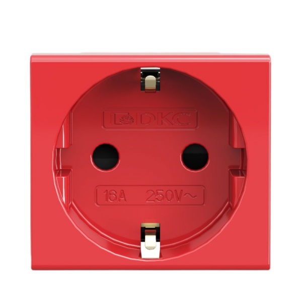 Розетка 1-м 2мод. Viva 16А IP20 2P+E с заземл. защ. шторки красн. DKC 45015 ТехноИмпульс