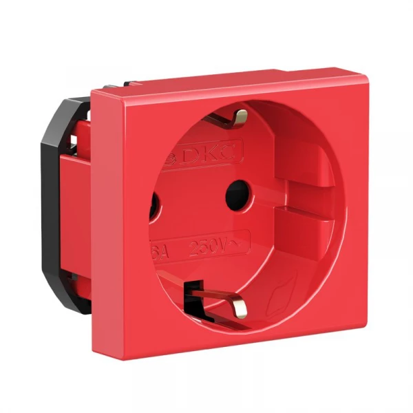Розетка 1-м 2мод. Viva 16А IP20 2P+E с заземл. защ. шторки красн. DKC 45015 ТехноИмпульс