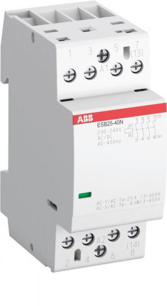 Контактор ESB25-40N-01 модульный (25А АС-1 4НО) катушка 24В AC/DC ABB 1SAE231111R0140 ТехноИмпульс