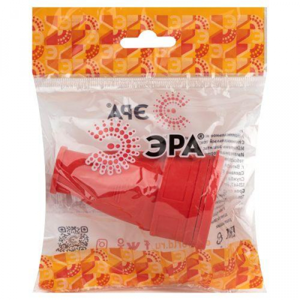 Розетка RX10-R-IP44 16А IP44 прямая с заземл. каучук красн. ЭРА Б0055419 ТехноИмпульс